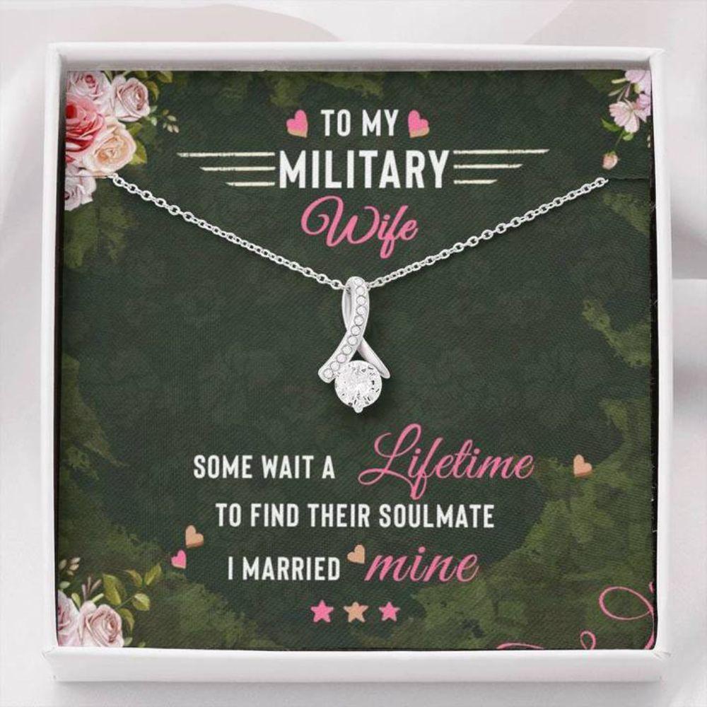 Wife Necklace - Necklace For Wife - Gift Necklace With Message Card To My Military Wife