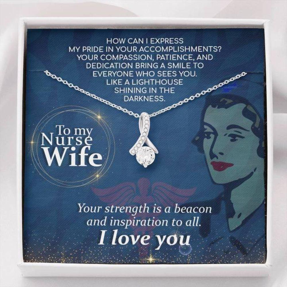 Wife Necklace - Necklace For Wife - Gift Necklace With Message Card To My Nurse Wife