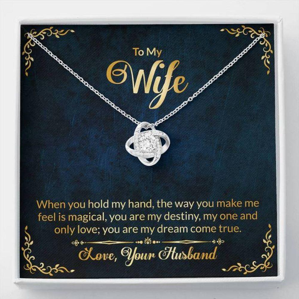Wife Necklace - Necklace For Wife - To My Wife In Navy And Gold Stronger Together 