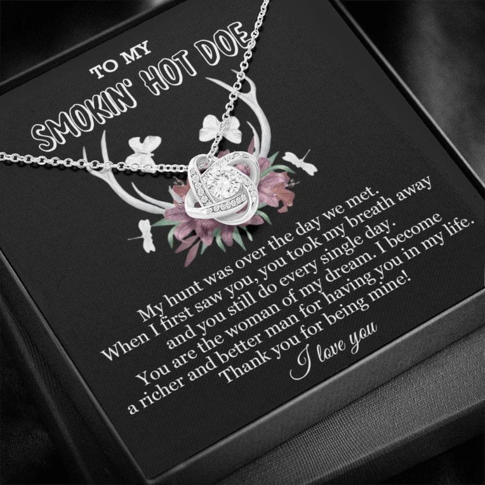 Wife Necklace, To My Smokin' Hot Doe Necklace, Smokin� Hot Doe Tail Necklace To Wife, Hunting Gift For Women, Hunting Christmas Necklace From Husband