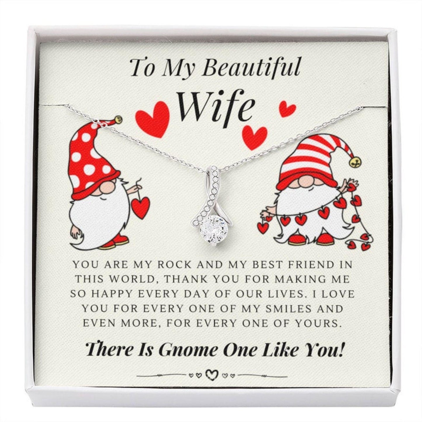 Wife Necklace, To My Wife Necklace Gnome Necklace, Husband To Wife Silver Valentine Gnomes