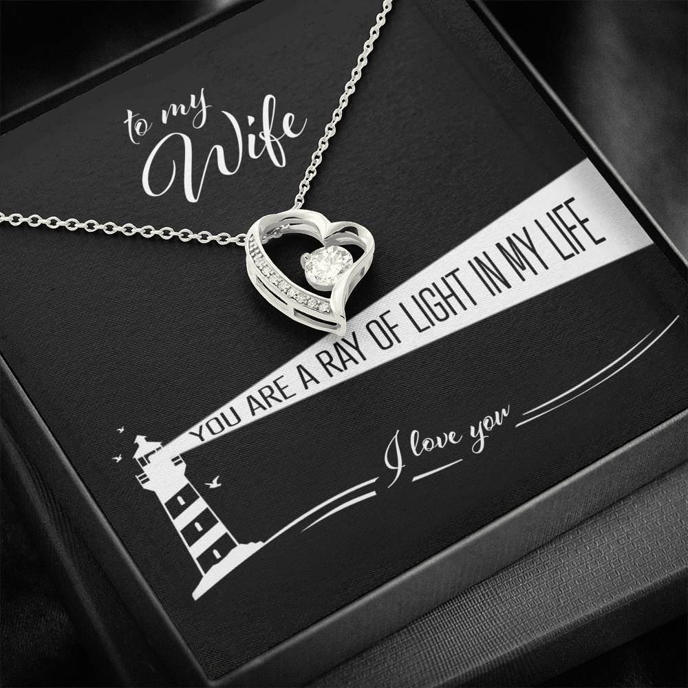 Wife Necklace, To My Wife “ You Are A Ray Of Light In My Life “ Forever Love Necklace