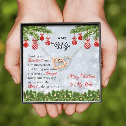 Wife Necklace, To Wife White Christmas Ornament Gift Necklace