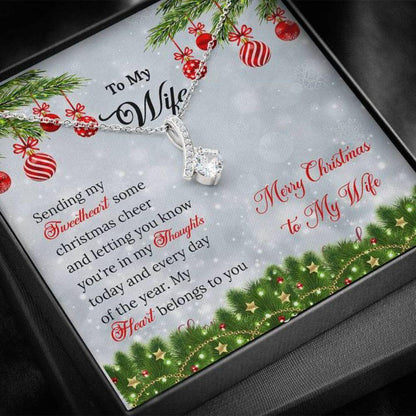 Wife Necklace, To Wife White Christmas Ornament Necklace