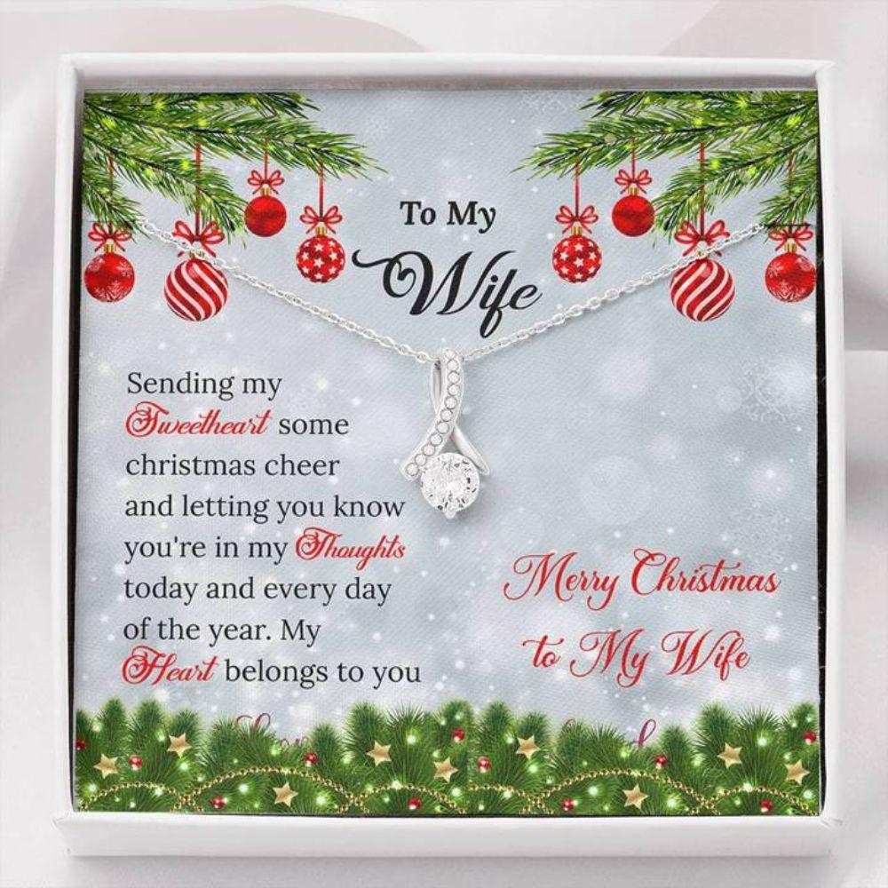 Wife Necklace, To Wife White Christmas Ornament Necklace