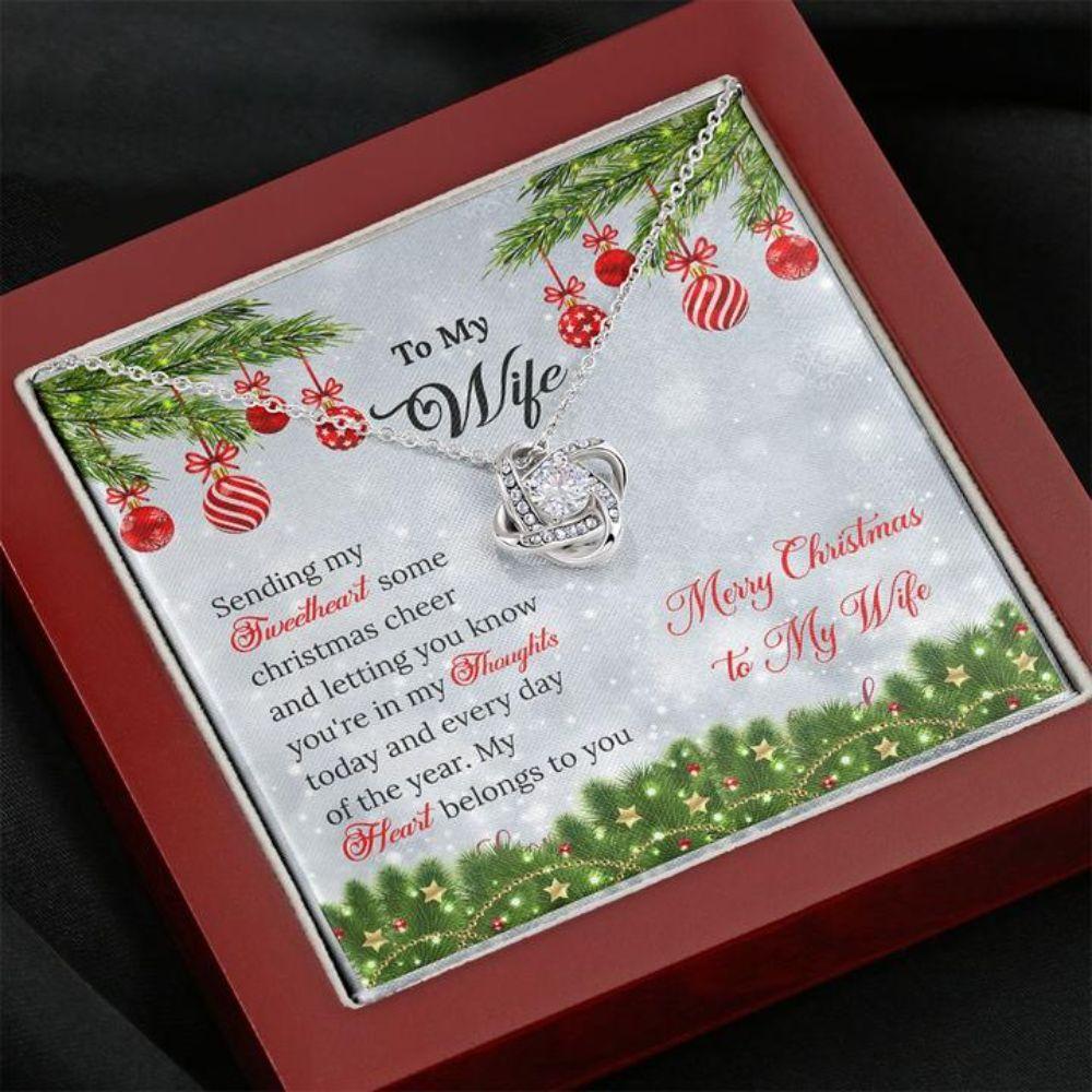 Wife Necklace, To Wife White Christmas Ornament Stronger Together