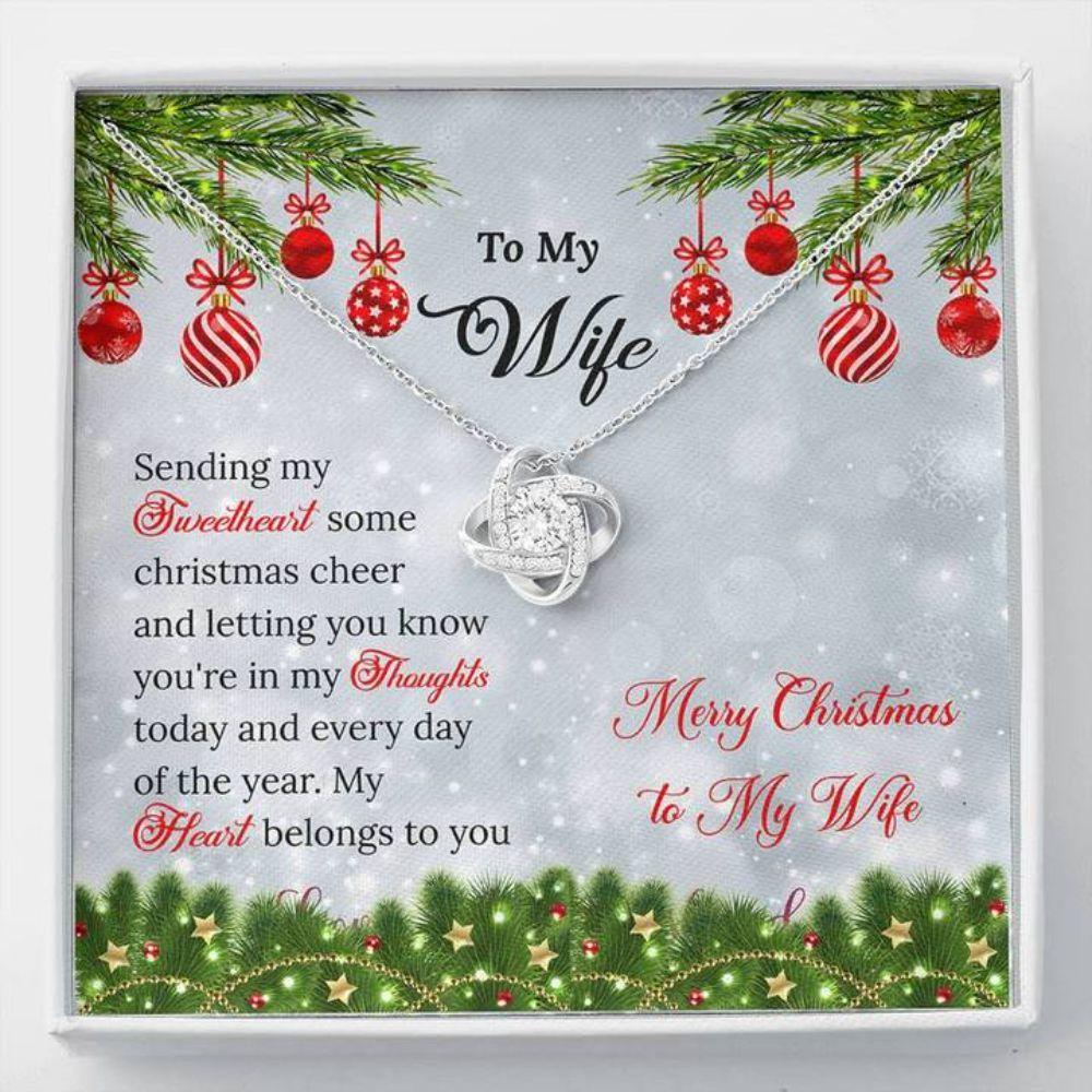 Wife Necklace, To Wife White Christmas Ornament Stronger Together