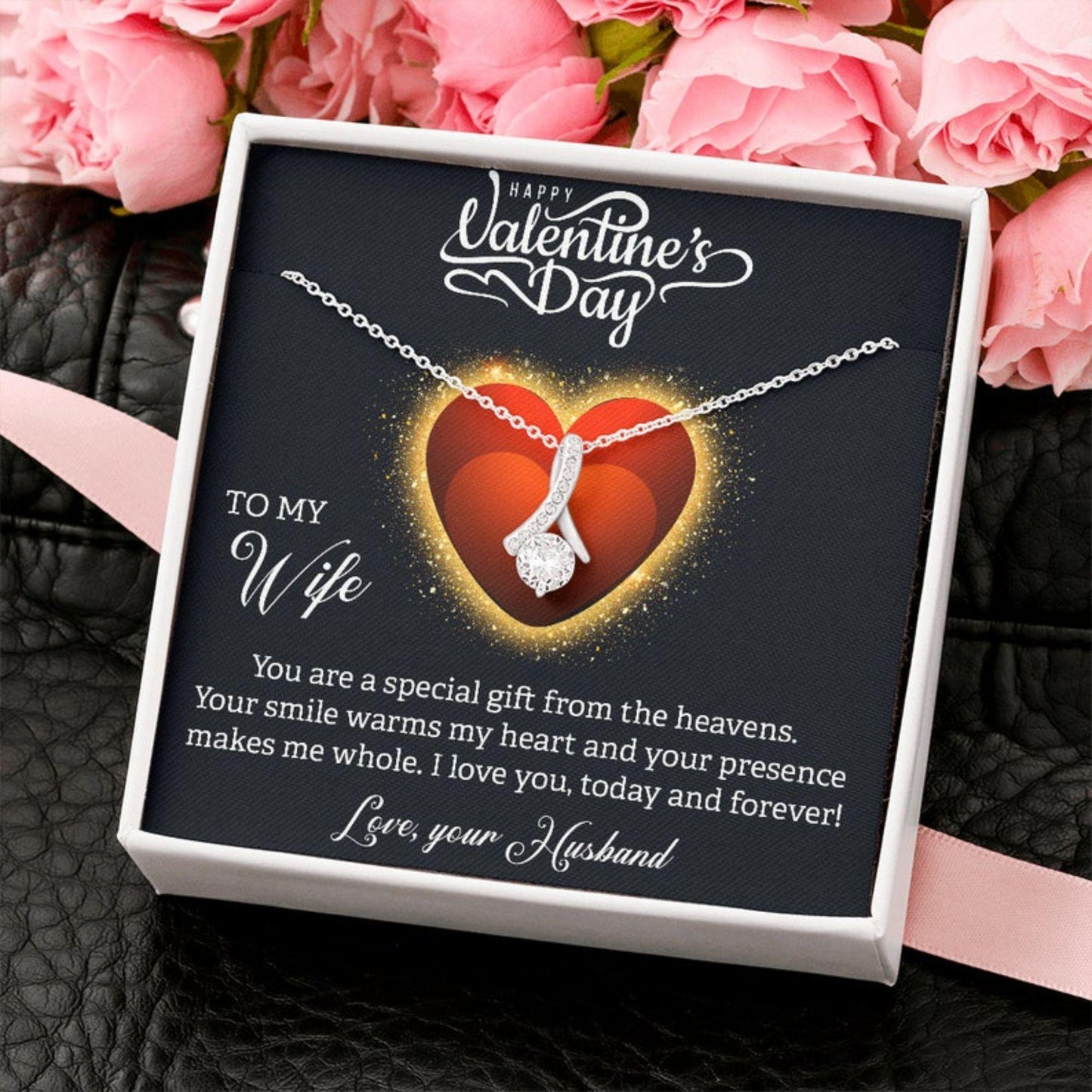 Wife Necklace, Valentines Day Necklace For My Wife, Happy Valentines Day To Wife From Husband