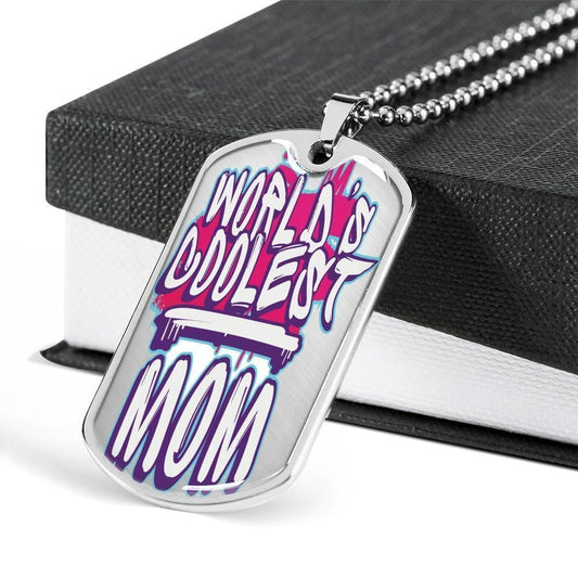 Mom Dog Tag Custom Mother's Day Gift, World's Doolest Mom Dog Tag Military Chain Necklace For Men