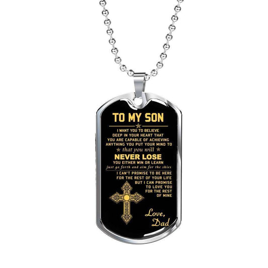You Will Never Lose Dad Giving Son Dog Tag Military Chain Necklace